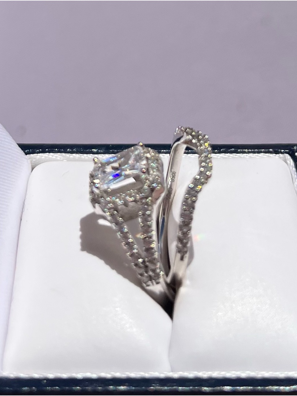 Brilliant Sterling-Color Cubic Zirconia Bridal Ring Set 925 silver